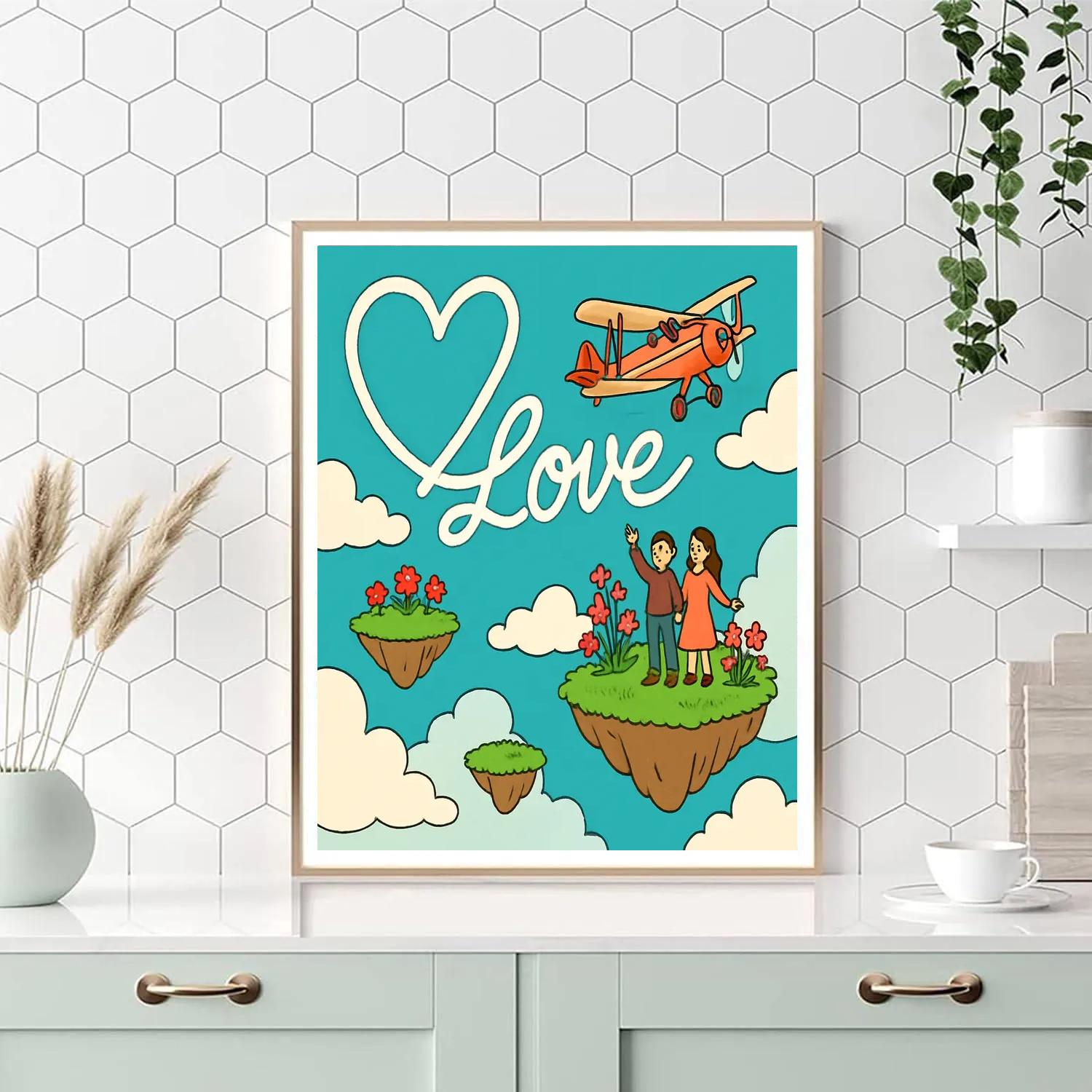 Valentines Day Skywriting Over Floating Islands Paint by numbers art