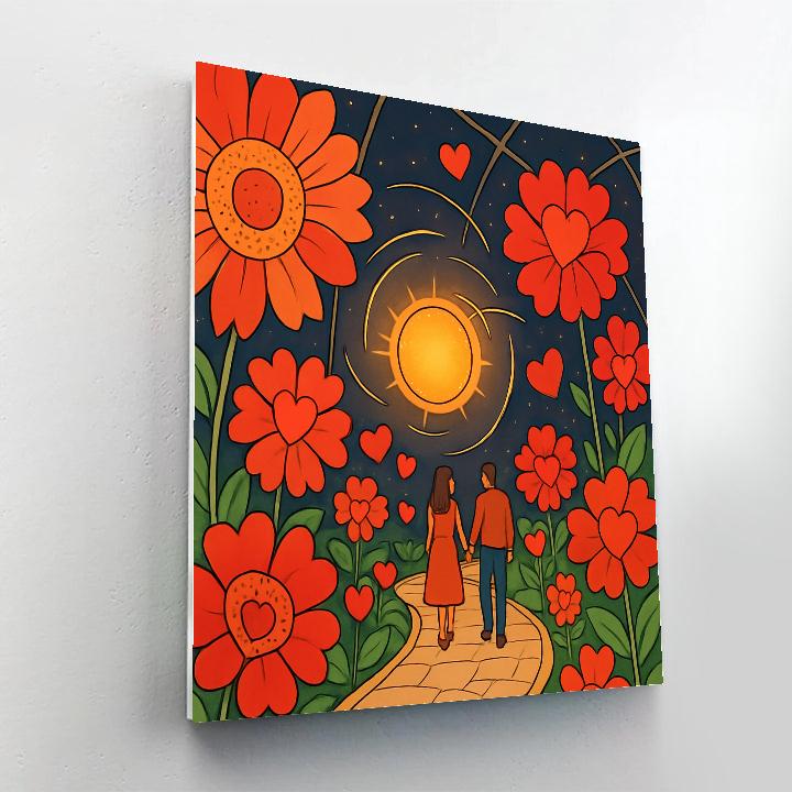 Solar Garden Valentines Day Stroll Number painting