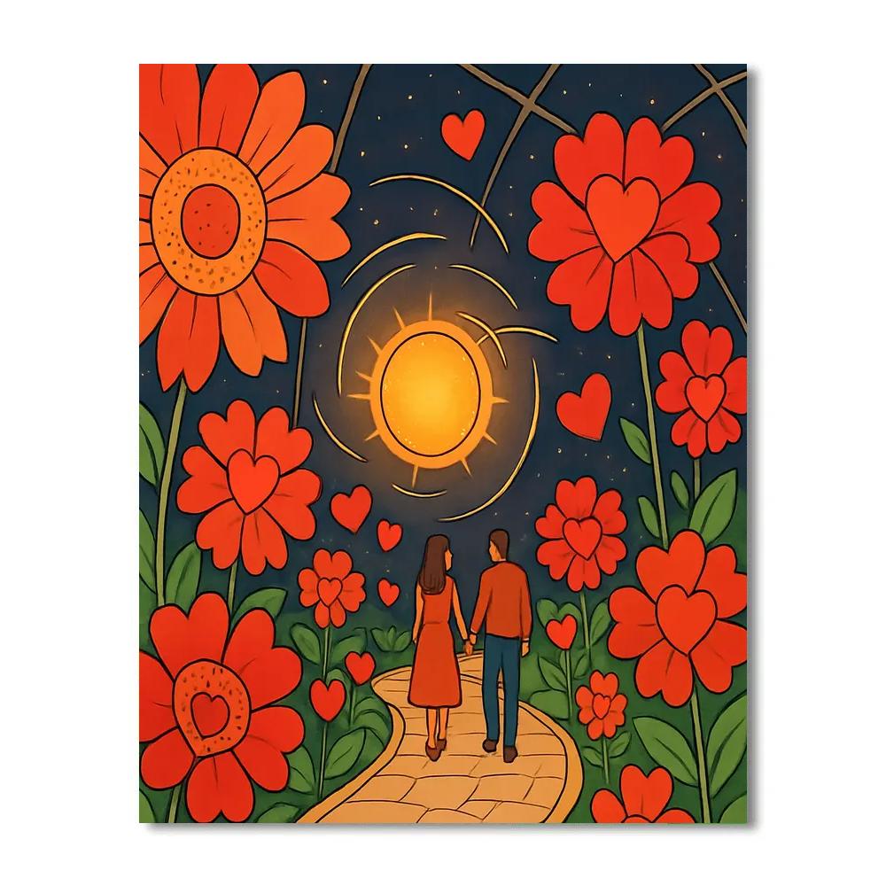 Solar Garden Valentines Day Stroll Number painting