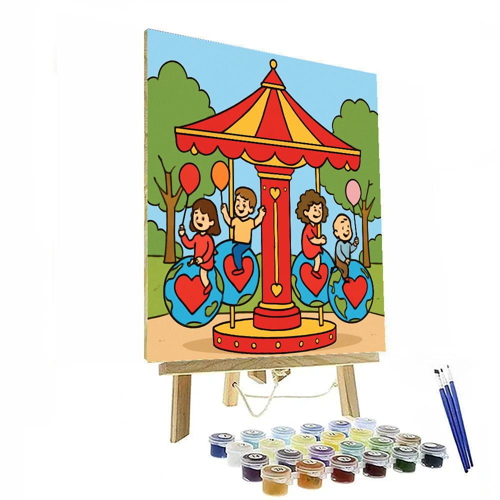 Valentines Day Carousel Of Planetary Hearts painting number kit