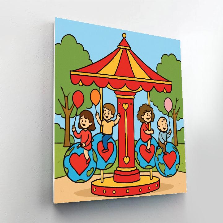 Valentines Day Carousel Of Planetary Hearts painting number kit