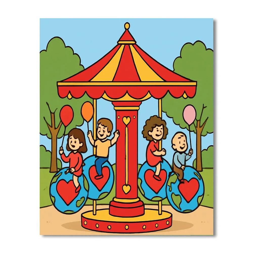 Valentines Day Carousel Of Planetary Hearts painting number kit