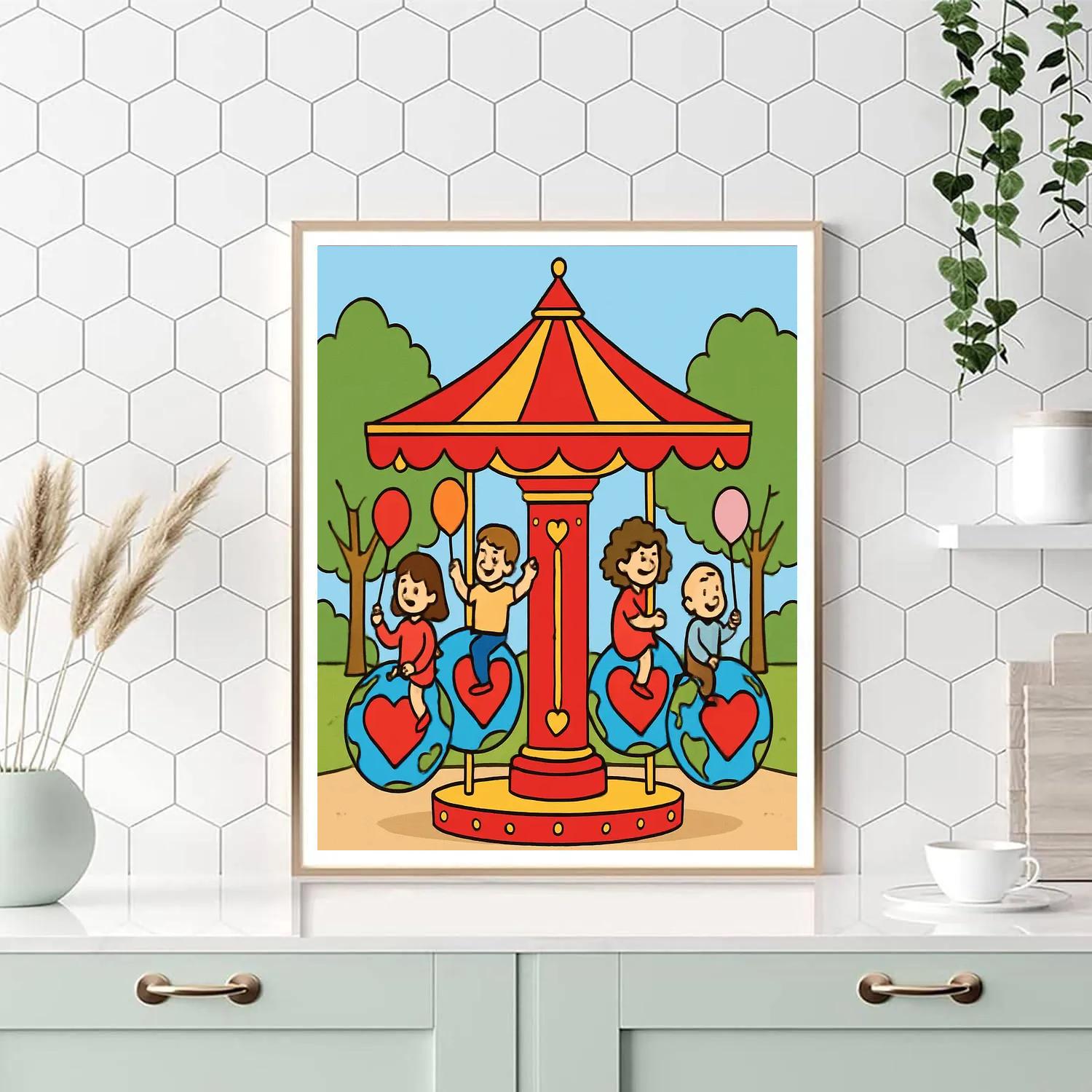 Valentines Day Carousel Of Planetary Hearts painting number kit