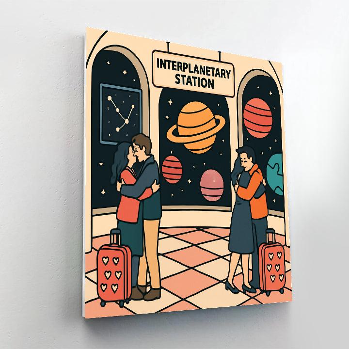 Valentines Day Train Station Between Worlds Paint by numbers art