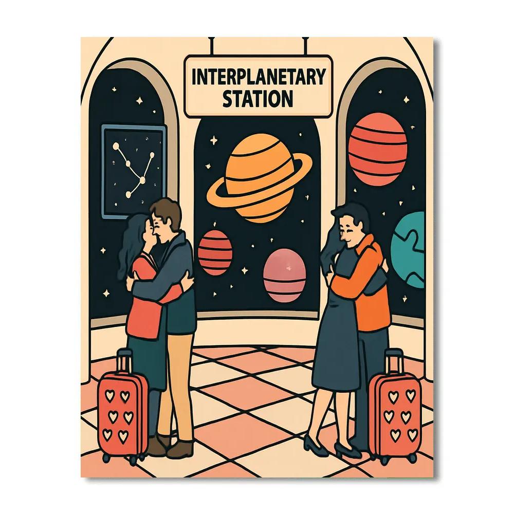 Valentines Day Train Station Between Worlds Paint by numbers art