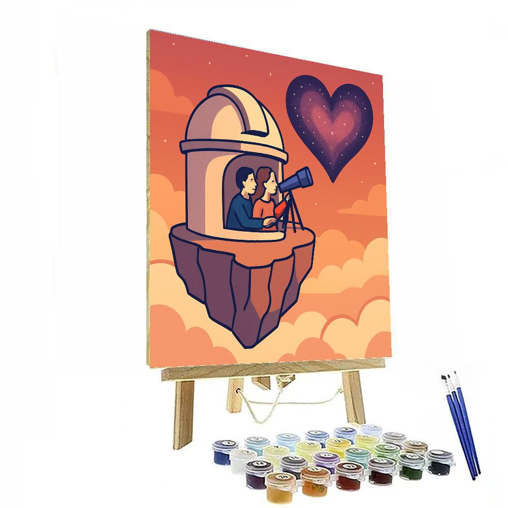 Valentines Day Observatory On The Floating Cliff Painting by numbers kit