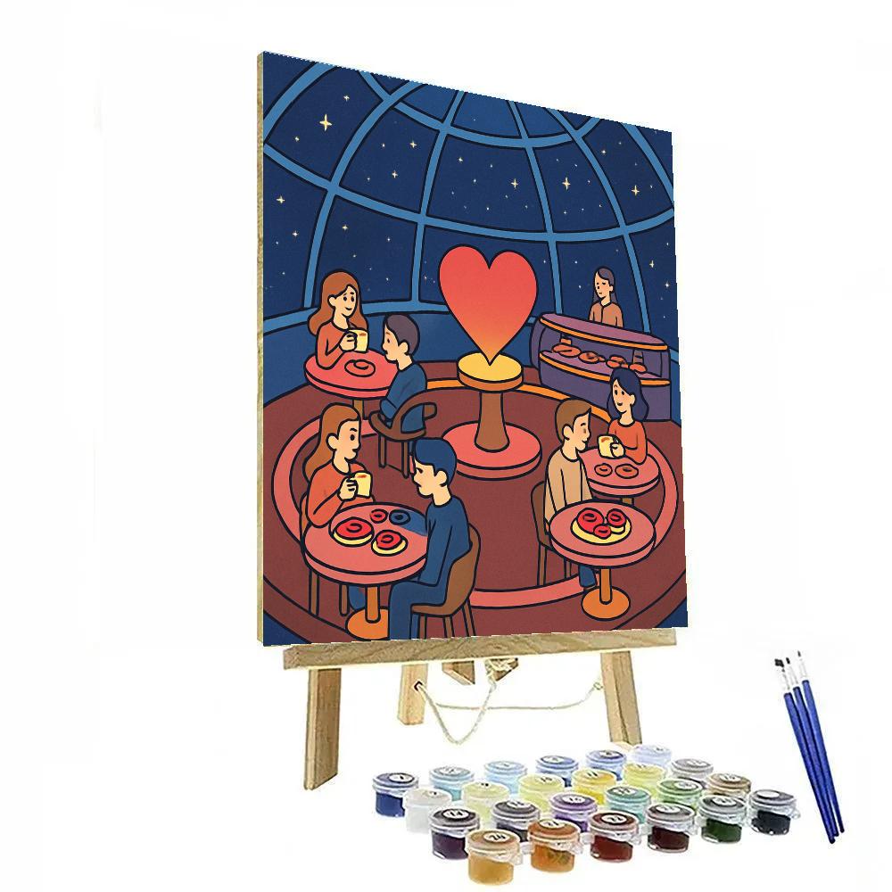 Cosmic Carousel Valentines Day Cafe painting number kit