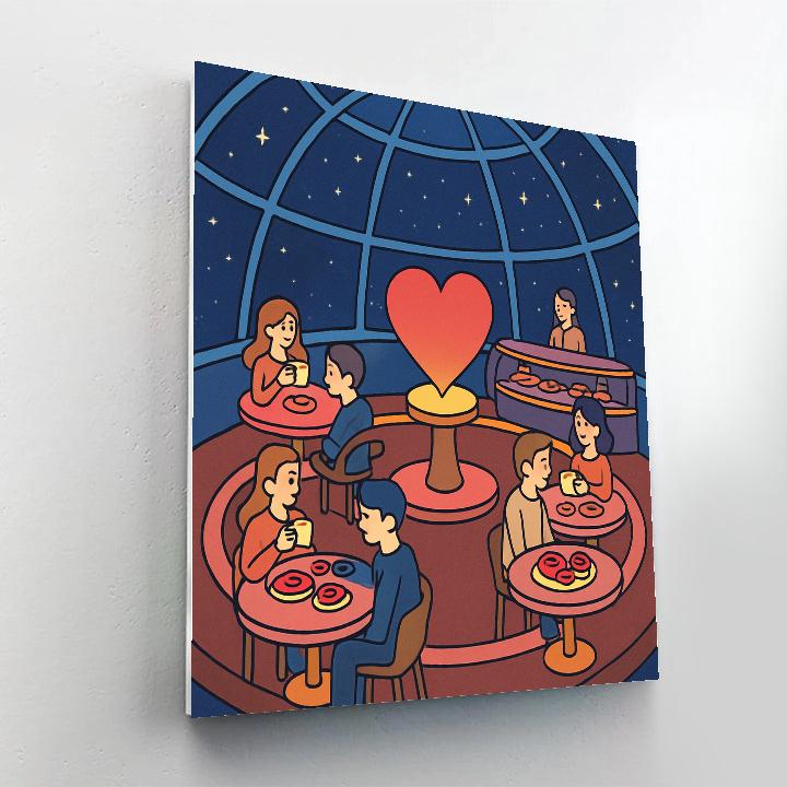 Cosmic Carousel Valentines Day Cafe painting number kit