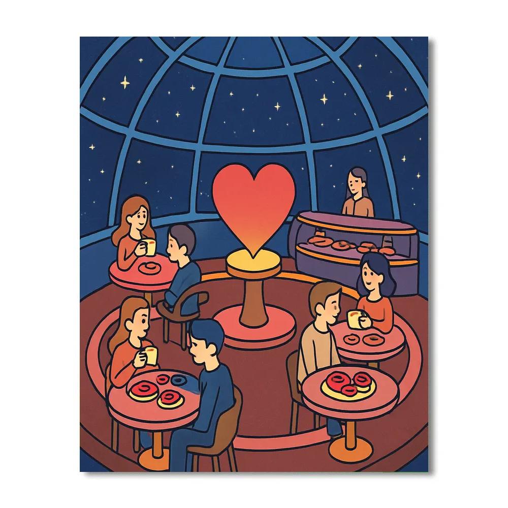 Cosmic Carousel Valentines Day Cafe painting number kit