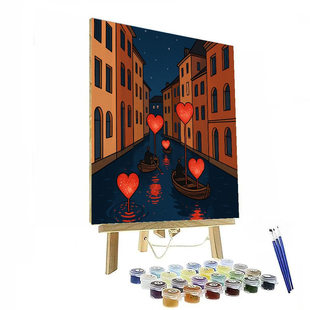 Valentines Day Lanterns Along The Star Canal DIY paint by numbers