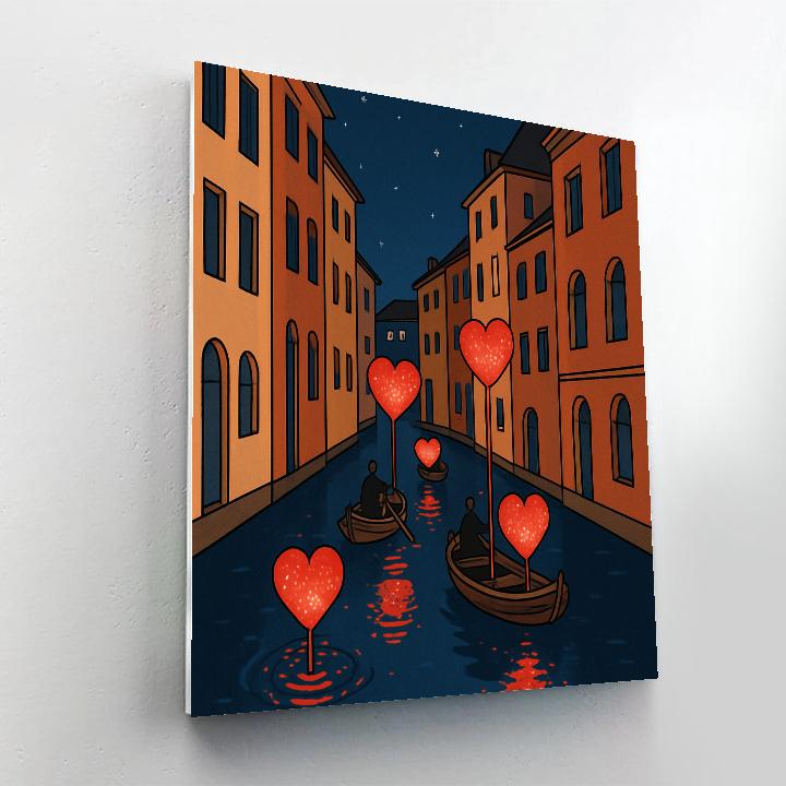 Valentines Day Lanterns Along The Star Canal DIY paint by numbers