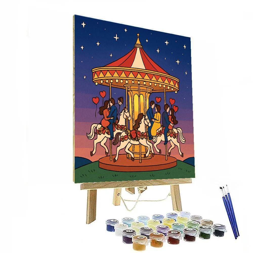 Starlit Carousel Valentines Day Promenade Paint by numbers kits