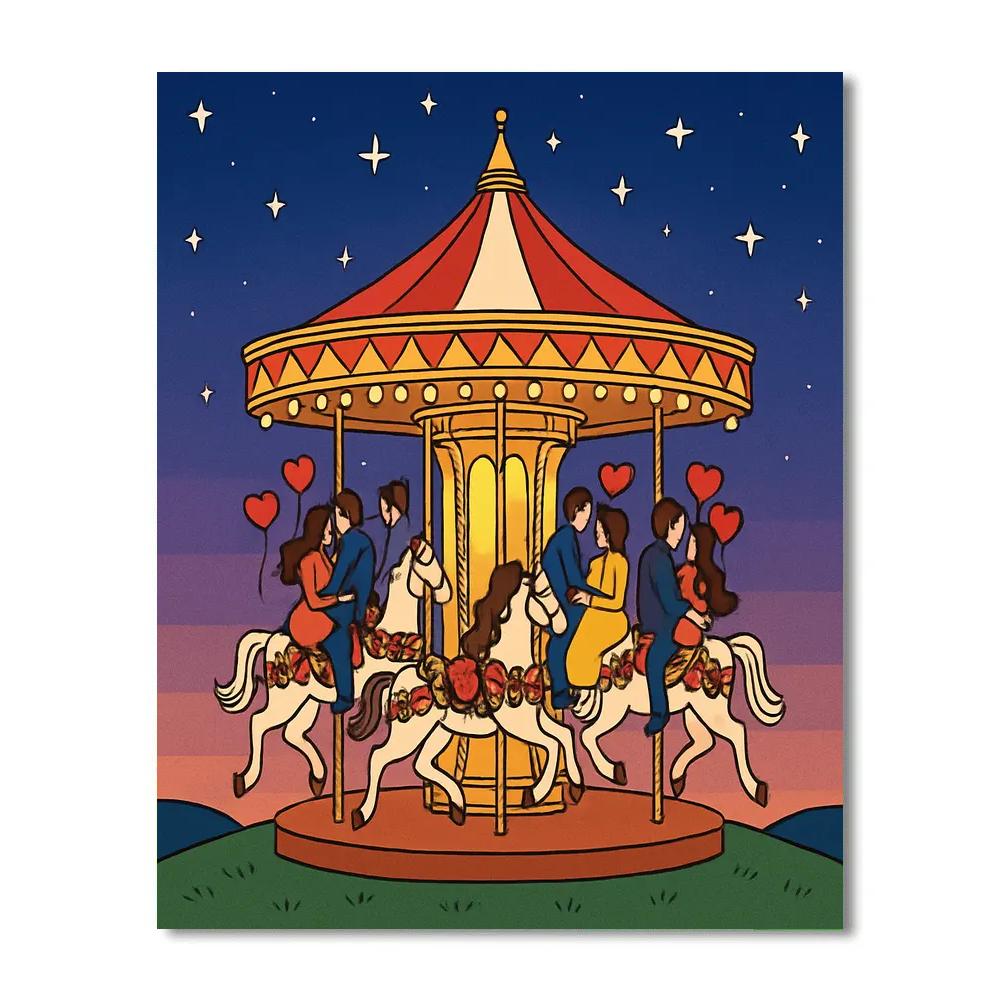 Starlit Carousel Valentines Day Promenade Paint by numbers kits