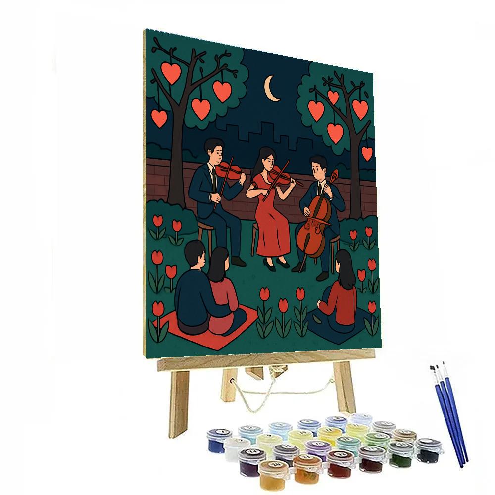 Moonlit Garden Concert For Valentines Day Hearts painting number kit