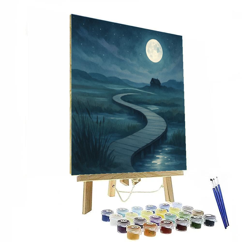 Moonlit Saltmarsh Causeway paint by numbers