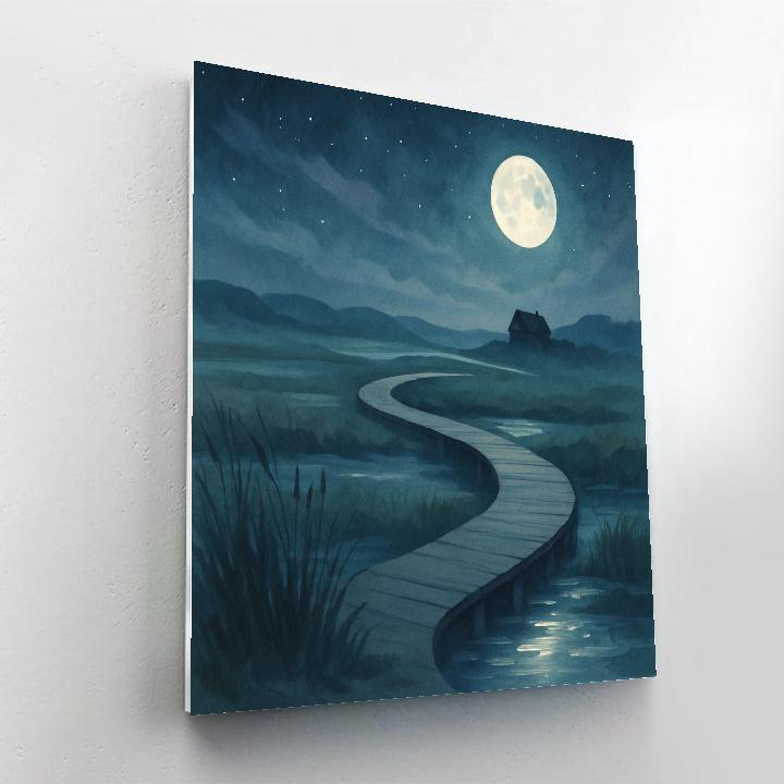 Moonlit Saltmarsh Causeway paint by numbers