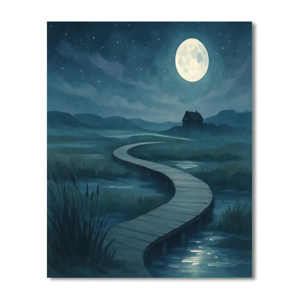 Moonlit Saltmarsh Causeway paint by numbers