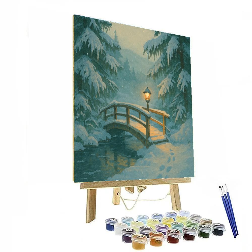 Lanternlight Over The Frozen Footbridge paint by numbers