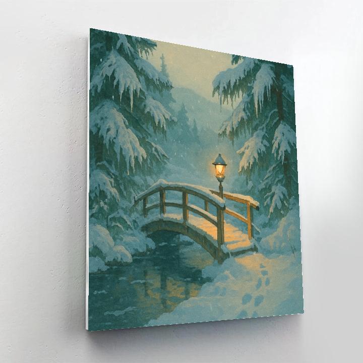 Lanternlight Over The Frozen Footbridge paint by numbers