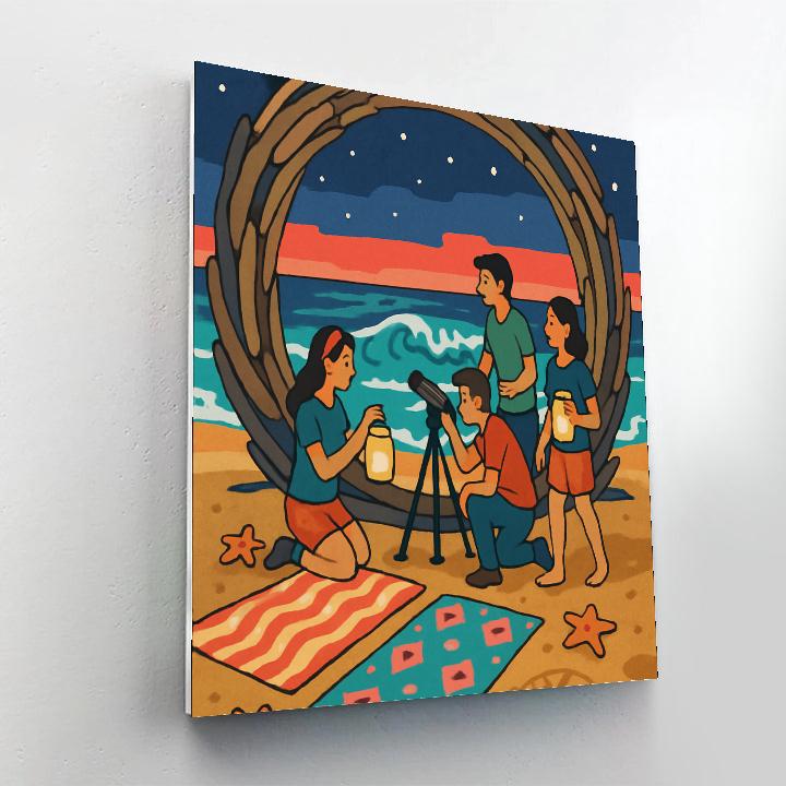 Driftwood Observatory Beach Scene paint by numbers