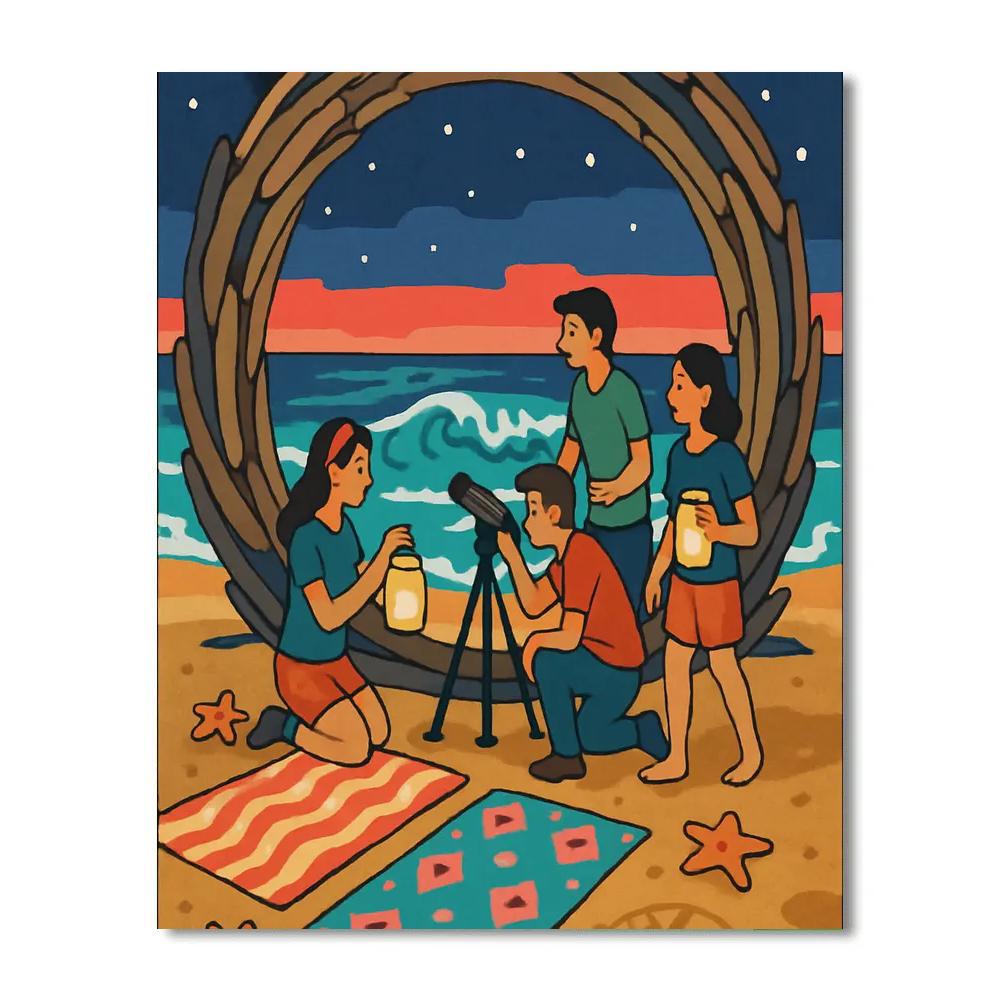 Driftwood Observatory Beach Scene paint by numbers