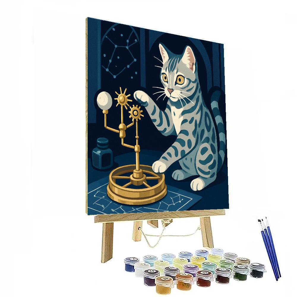 Clockwork Orrery Cat Explorer Number painting
