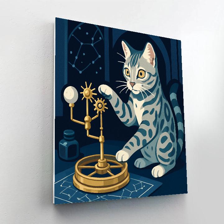 Clockwork Orrery Cat Explorer Number painting