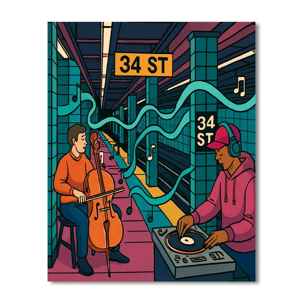 Neon Subway Music Session painting number kit