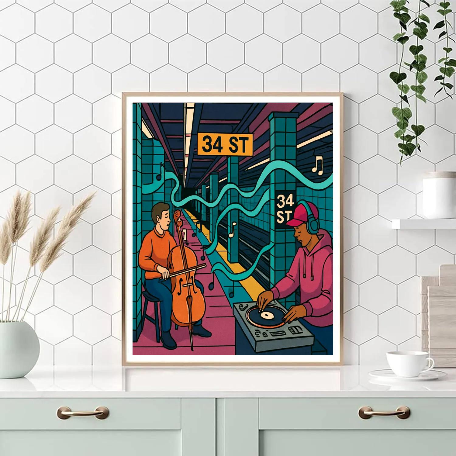 Neon Subway Music Session painting number kit