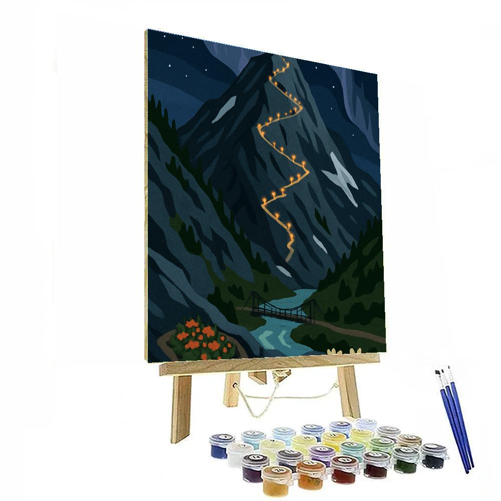 Lanternlit Mountain Switchbacks Paint by numbers art