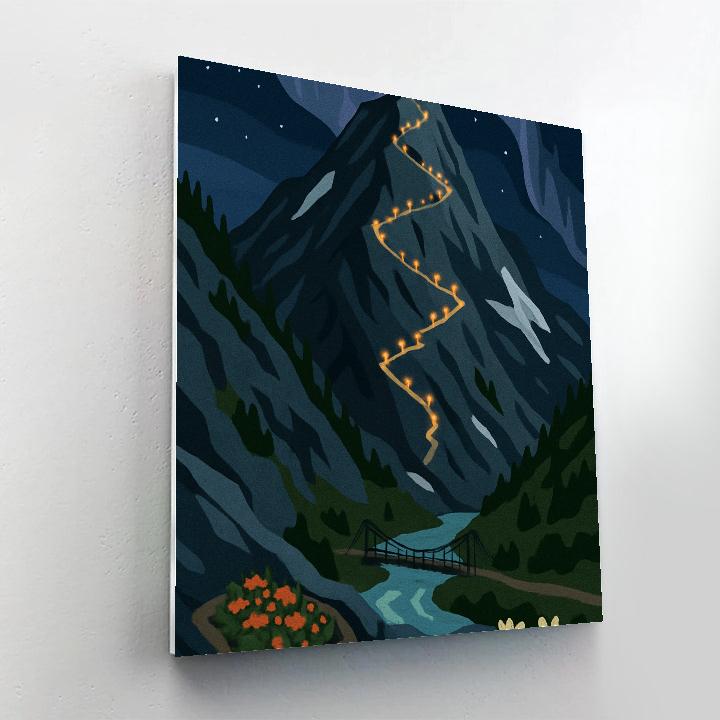 Lanternlit Mountain Switchbacks Paint by numbers art