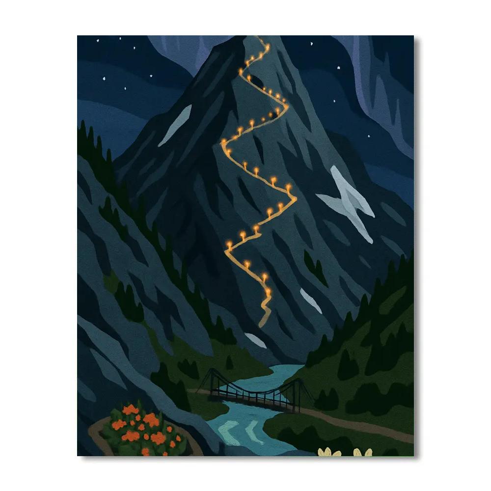 Lanternlit Mountain Switchbacks Paint by numbers art