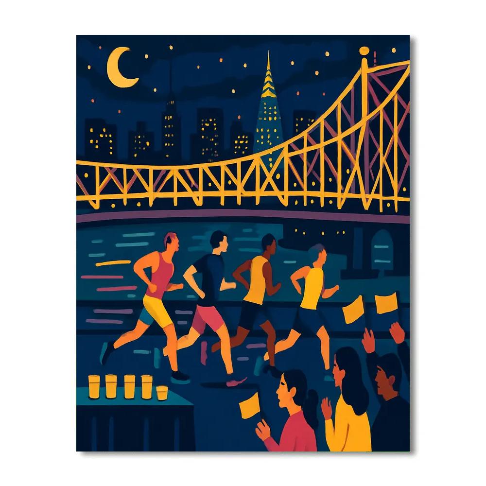 Midnight Marathon In New York Skylines paint by number