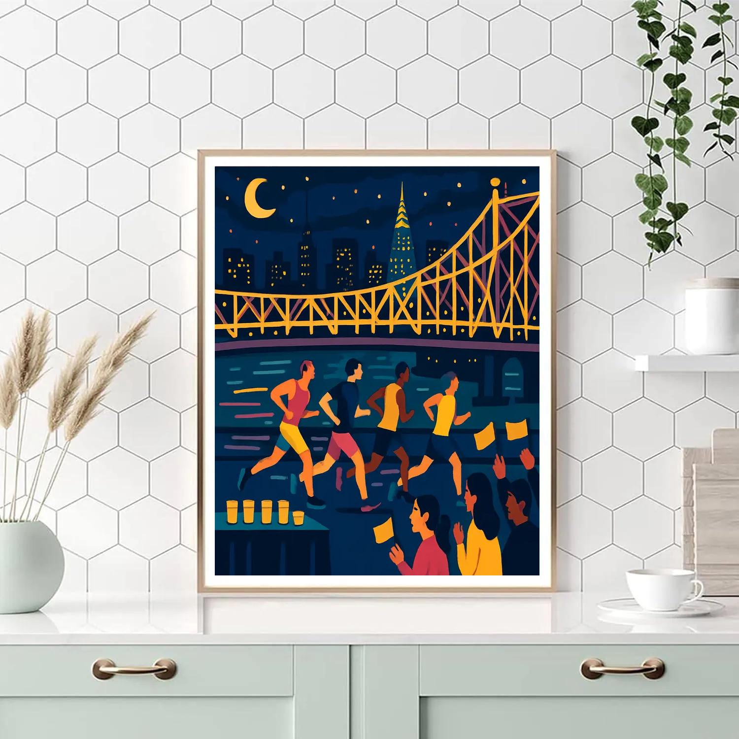 Midnight Marathon In New York Skylines paint by number