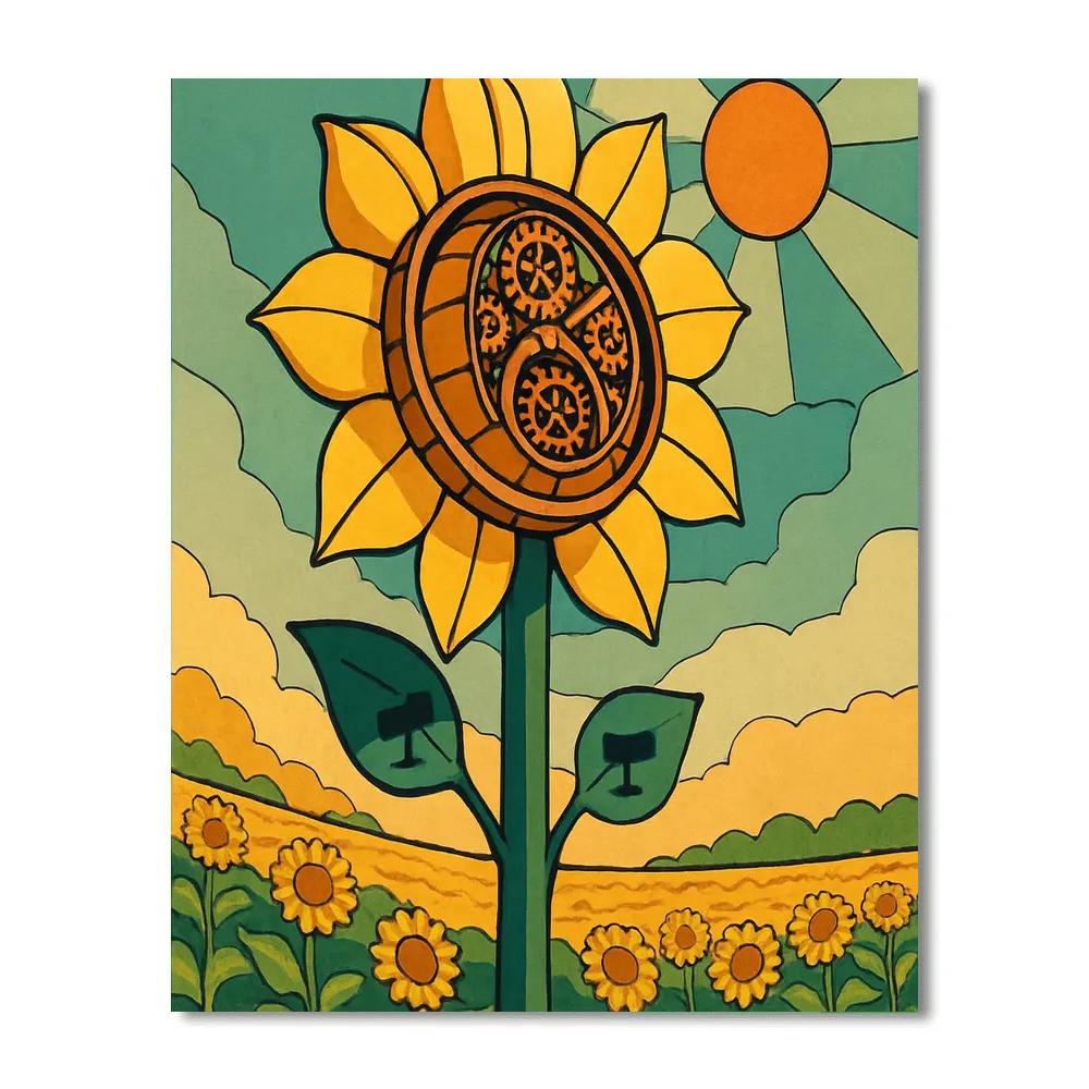 Clockwork Observatory Sunflower Paint by numbers art