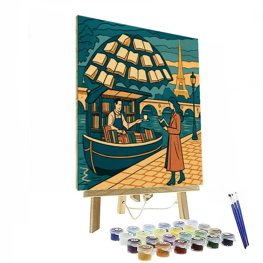 Midnight Bookstall In Paris Glow DIY paint by numbers