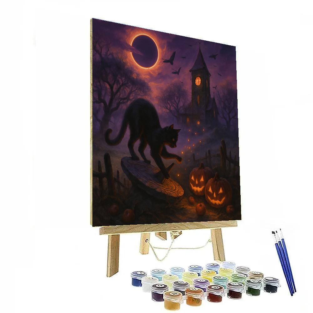 Clocktower Orchard Under A Violet Eclipse Numbered painting kits