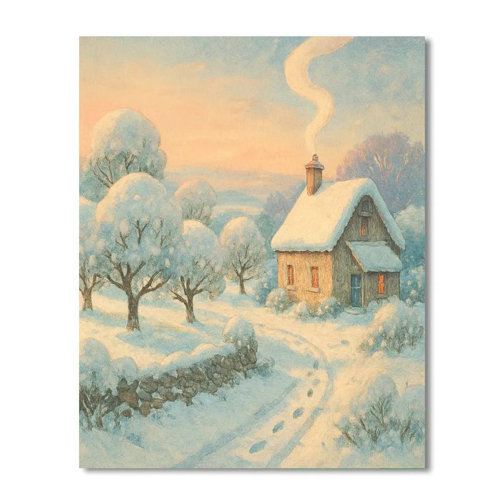 Sunrise Smoke Above The Orchard Cottage DIY paint by numbers