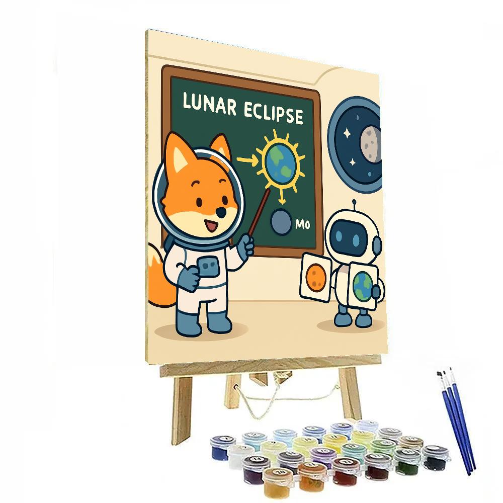 Fox Astronaut And The Lunar Eclipse Lesson DIY paint by numbers