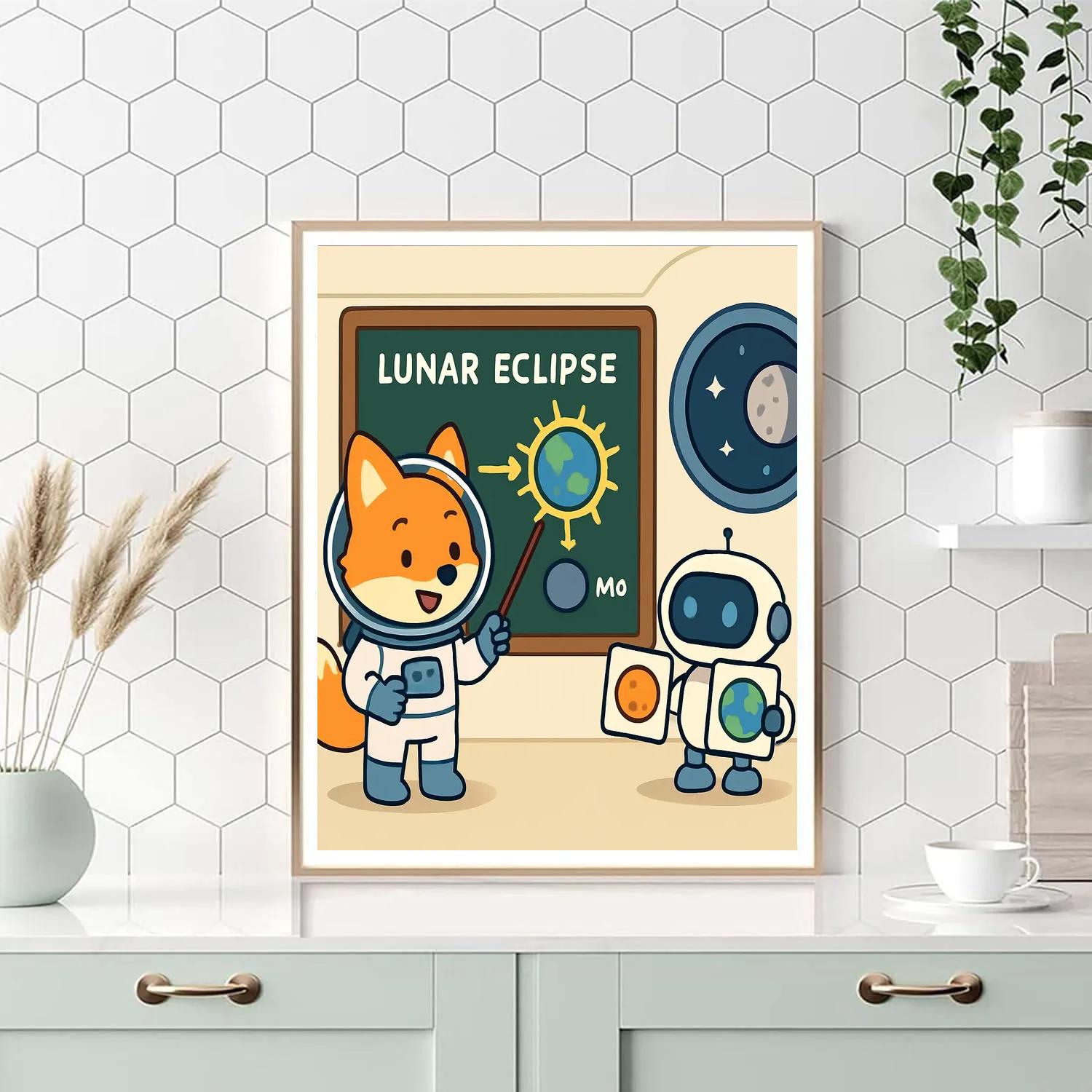 Fox Astronaut And The Lunar Eclipse Lesson DIY paint by numbers