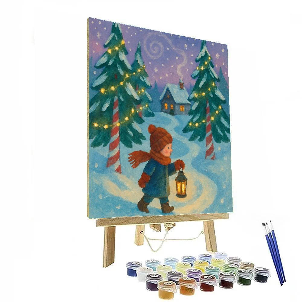 Lantern Walk Through Peppermint Pines painting number kit