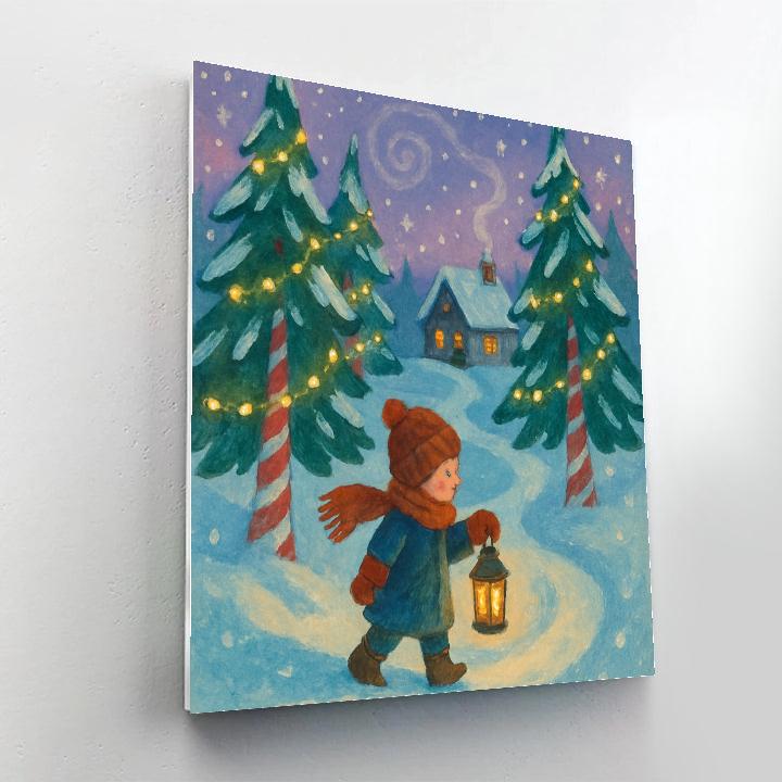 Lantern Walk Through Peppermint Pines painting number kit