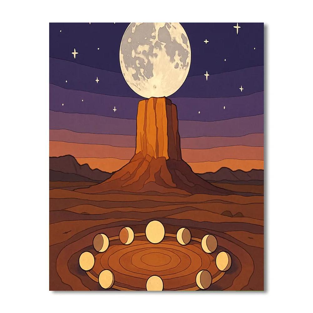 Moon-Crowned Desert Orrery Numbered painting kits