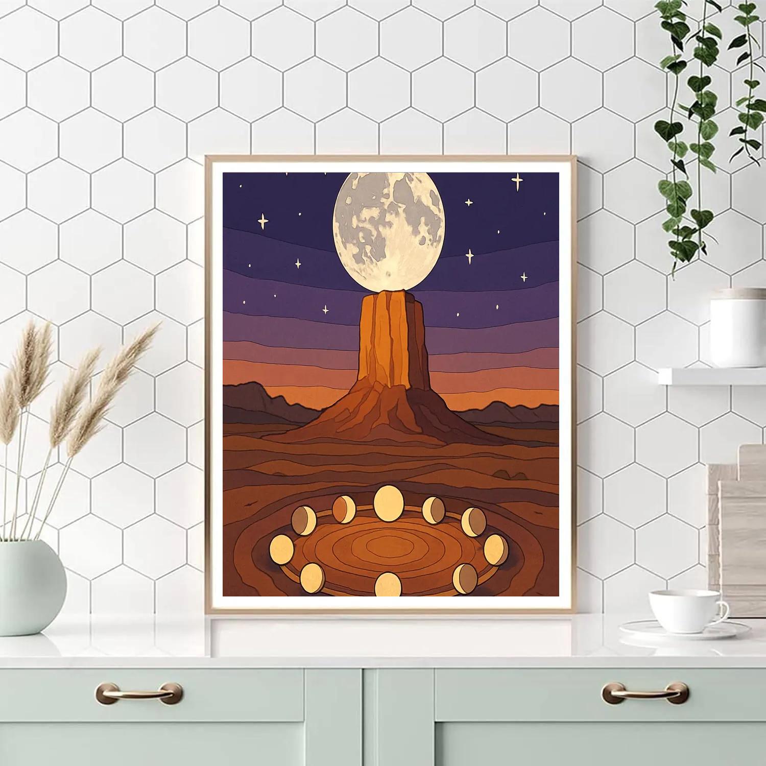 Moon-Crowned Desert Orrery Numbered painting kits