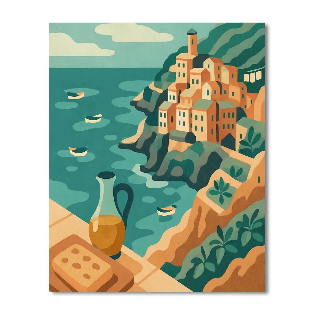 Ligurian Sea Glass Italy Coastline Poster DIY paint by numbers