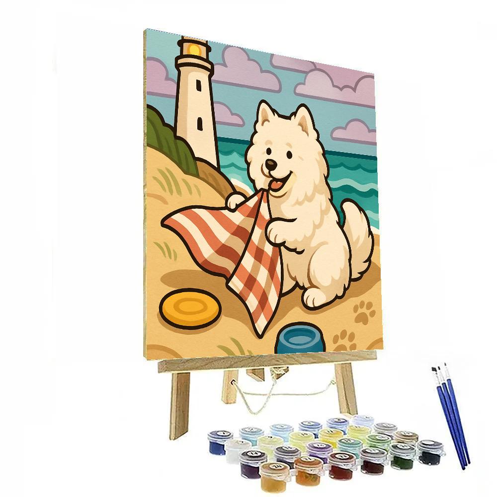 Lighthouse Picnic With Dog Numbered painting kits