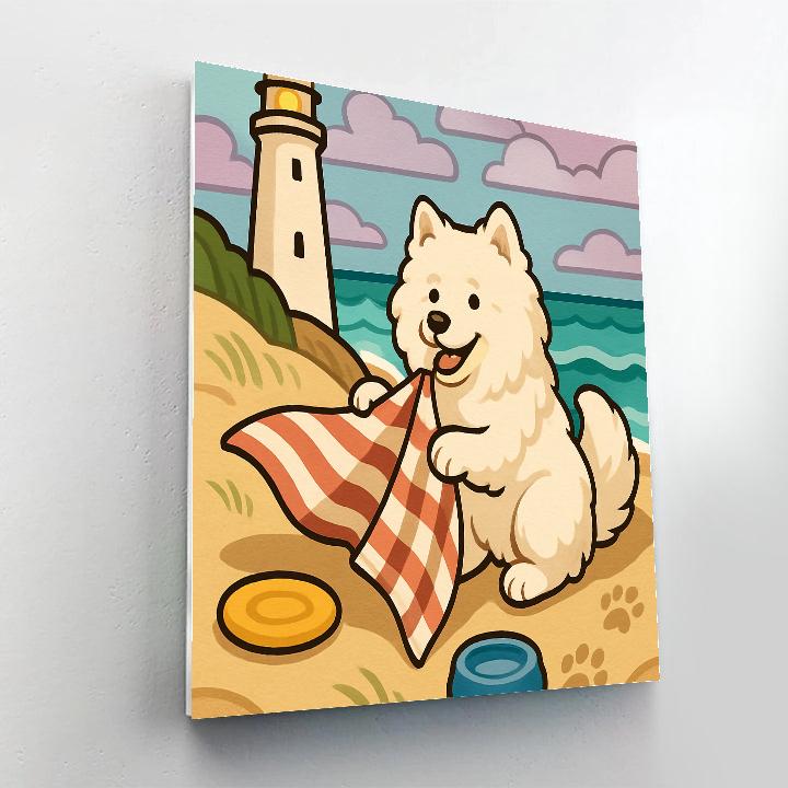 Lighthouse Picnic With Dog Numbered painting kits