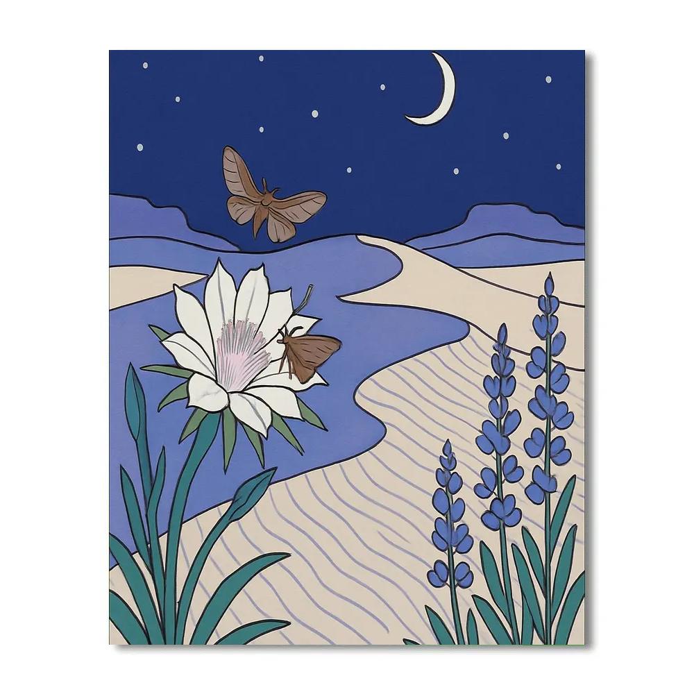 Moonlit Dunes With Flowers paint by numbers