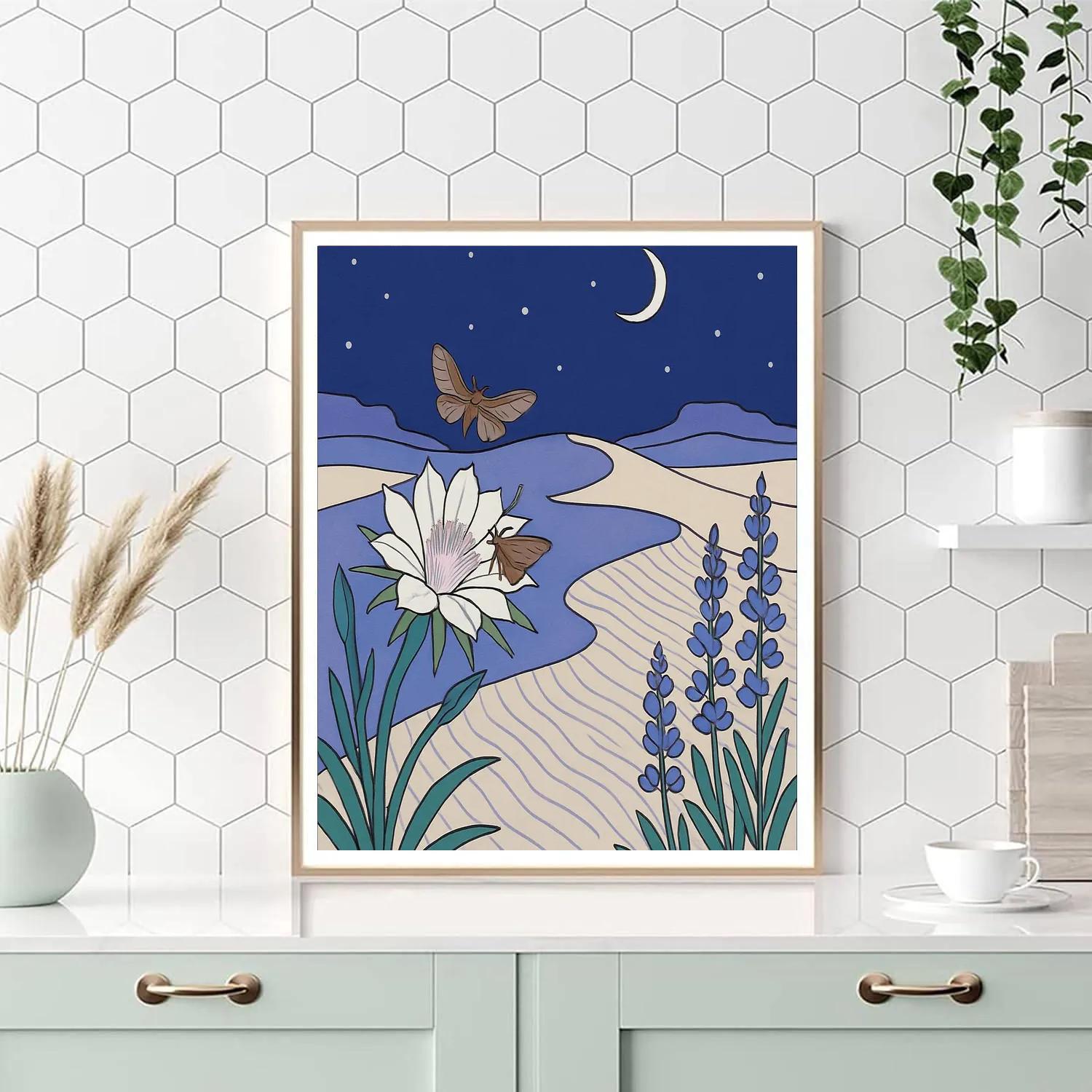 Moonlit Dunes With Flowers paint by numbers
