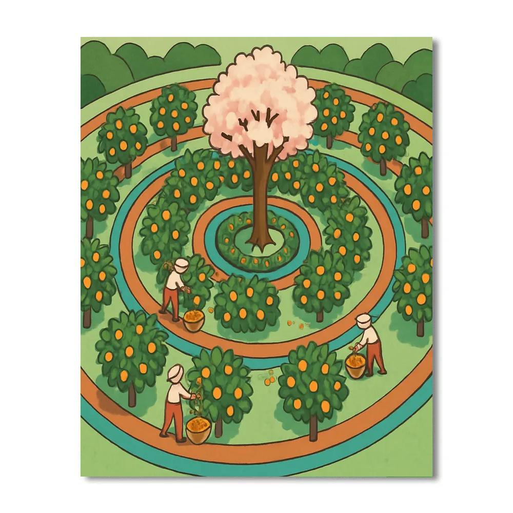 Spiral Orchard With Tree At The Core paint by color